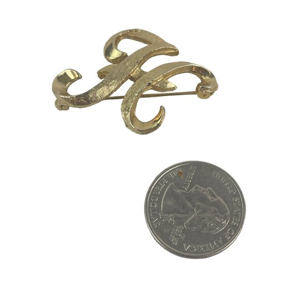 Vintage Gold Tone Monogram Letter H Brooch Pin - Picture 7 of 8